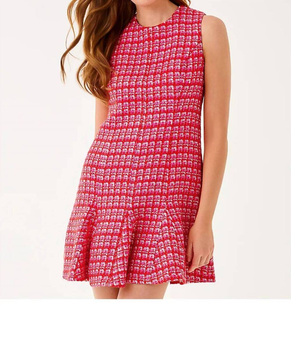 NEW LILLY PULITZER enya boucle dress in cranberry red